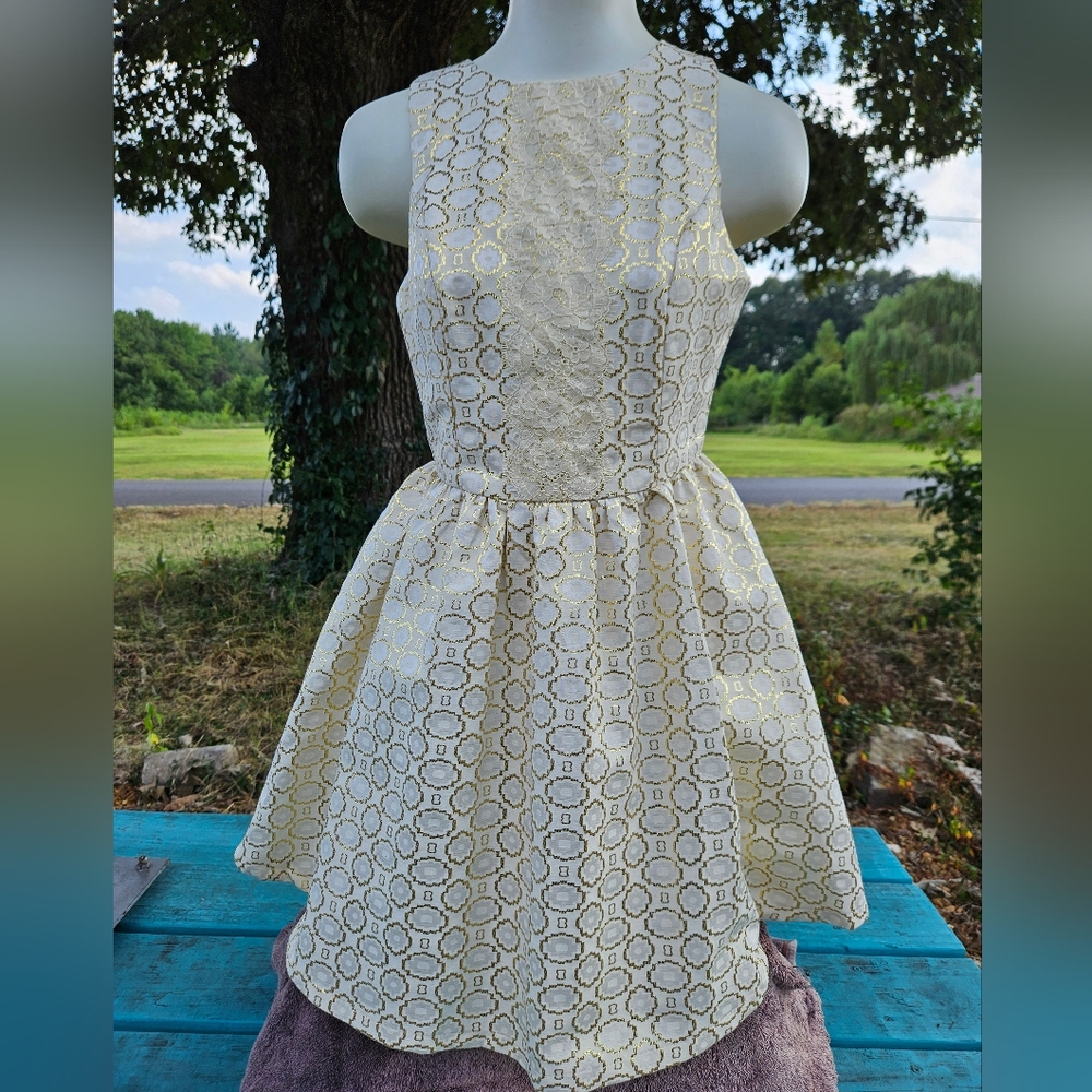 Rewind Gold Cream Sleeveless Dress
